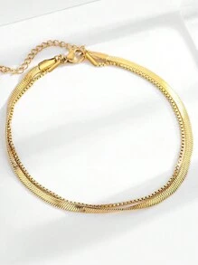 Nooxian 1pc Stainless Steel Snake Bone Anklet