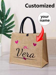 1 Túi Tote Vải Linen Tùy Chỉnh Theo Thiết Kế Của Riêng Bạn, Túi Xách Tay Vải Linen Cá Nhân Hóa Dành Cho Nữ, Thiết Kế Độc Đáo (Ảnh, Phong Cảnh, Hình Minh Họa), Có Thể Gấp Gọn, Dung Tích Lớn, Nhẹ, Thời Trang, Túi Tote/Túi Đeo Vai/Túi Mua Sắm Thông Thường Cá Nhân Hóa, Túi Quà Tặng Cổ Điển Chữ Cái Đầu, Cá Nhân Hóa Cho Đám Cưới, Sinh Nhật, Đi Biển, Ngày Lễ - Nhiều màu - Xem 4