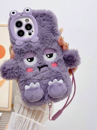 新款时尚可爱卡通趣味毛绒表情手机壳，兼容苹果11/12/13/14/15/16/17 Pro/Pro Max，创意幽默防摔小众趣味手机保护套