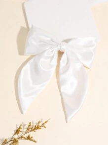 1pc Simple Satin Ribbon White Bow Knot Barrette For Women Valentine's Day Hair Clips Hair Claws Hair Slide Hair Barrettes, School Stuff, Elegant, College, Bows, Cute, Hair Accessories - White - View 3