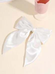 1pc Simple Satin Ribbon White Bow Knot Barrette For Women Valentine's Day Hair Clips Hair Claws Hair Slide Hair Barrettes, School Stuff, Elegant, College, Bows, Cute, Hair Accessories - White - View 7