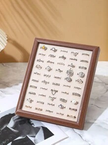 1 chiếc khay đựng khuyên tai bằng gỗ kiểu cổ điển, giá trưng bày trang sức, trang trí phòng. - Khay đựng trang sức bằng gỗ 20X23.8X3 - Xem 4