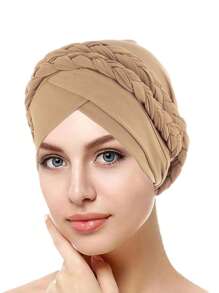 1 Peça Lenço Feminino Liso ou Multicolorido Novo para Primavera e Outono, com dois Bonés Trançados de Leite de Seda Únicos de Cor Única, Touca de Cabelo Turbante