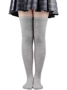 3 đôi tất cao qua đầu gối màu trơn dành cho nữ, loại tất tốt nhất - Nhiều màu - Xem 2