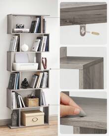 VASAGLE Bookshelves, 6-Tier Bookcase, Room Divider, Cube Display Shelf, Freestanding Storage Shelf, Modern Style, For Living Room, Bedroom, Office - 灰色 - 查看 7