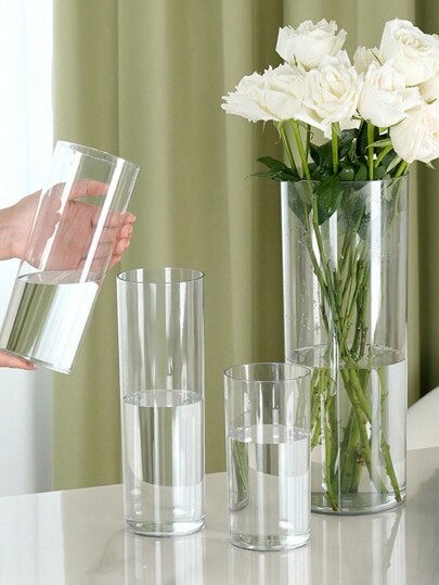 Plastic Transparent Flower Vase, High Transparency Imitation Glass Bucket, Shop Soaking Hydroculture Large Hydroponic Plants, Acrylic Vase Birthday Graduation Home Room view 11