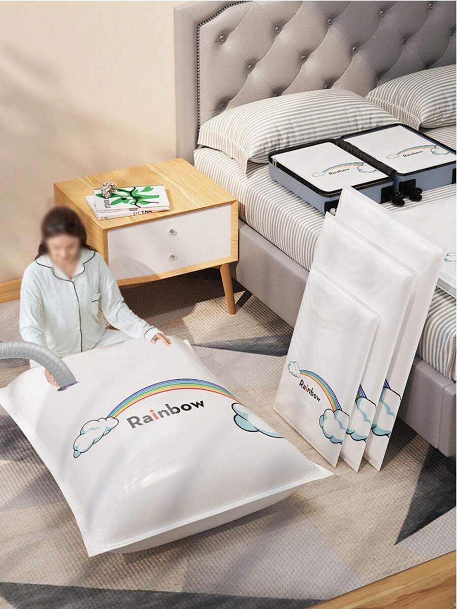 3pcs/Set Colorful Vacuum Compression Storage Bags For Clothes, Bedding, Dolls And More Room Decor Home Decor Fall Decor Bedroom Decor - 1pc - View 1