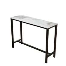 Rectangle Kitchen Bar Table Counter Breakfast Dining Table Black Coffee Table Metal Legs With Footrest For Kitchen Dining Room Patio - Multicolor - View 8