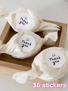 36pcs/48pcs/72pcs "Thank You" Square/Round Shape Simple Instagrams Gift Stickers, Decoration Stickers, Thank You Labels, Dessert Stickers Valentine Day