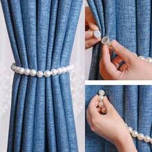 New Magnetic Window Curtain Clip, Elegant Pearl Magnetic Curtain Tie Backs, No Drilling Magnetic Curtain Clips And Tassels - Multicolor - View 2