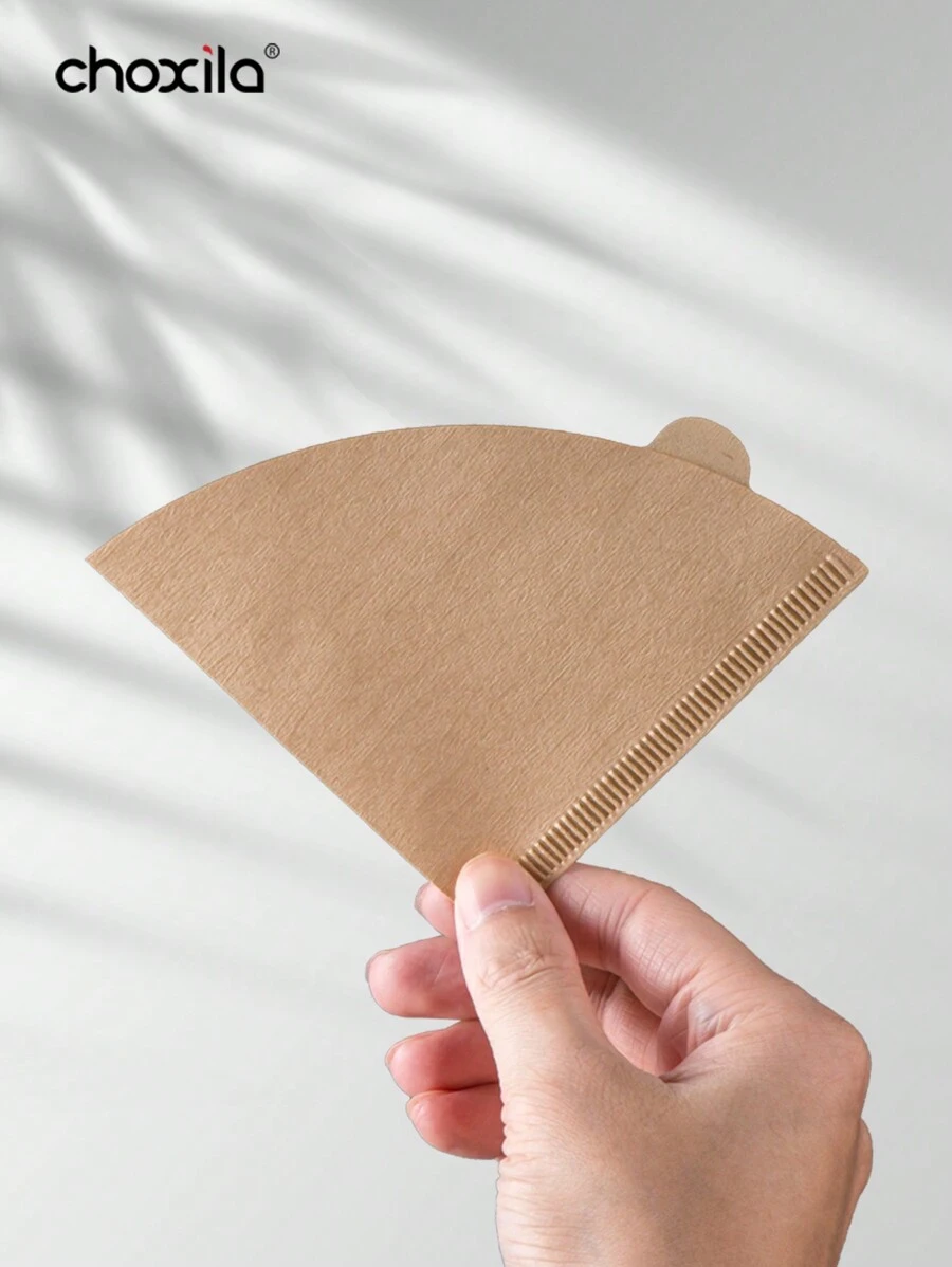 choxila 40pcs/100pcs/200pcs V-Shaped Unbleached Natural Paper Coffee Filters, Disposable Coffee & Tea Filters, Suitable For Pour Over Coffee And Drip Coffee Makers, Back To School Essential - Brown - View 1