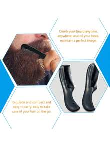 1pc Customized Name/LOGO Men Mini Pocket Beard Comb Facial Hairbrush Beard Styling Hairdressing Comb Moustache Beauty Beard Brush Beard Massage Comb Best Gift - Black - View 8