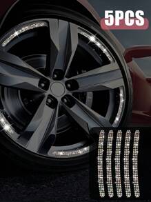 Set de 5 pegatinas decorativas para llantas de coche con diamantes artificiales, pegatinas decorativas para coches, rayas de advertencia, accesorios para llantas, adecuados para coches, motocicletas, triciclos y bicicletas - Unitalla - Ver 7