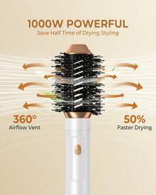 Air Wrap 6-In-1 Electric Hair Brush, 60,000 RPM Hot Air Brush, 1000 W Hair Dryer, Multifunctional Styler - View 3