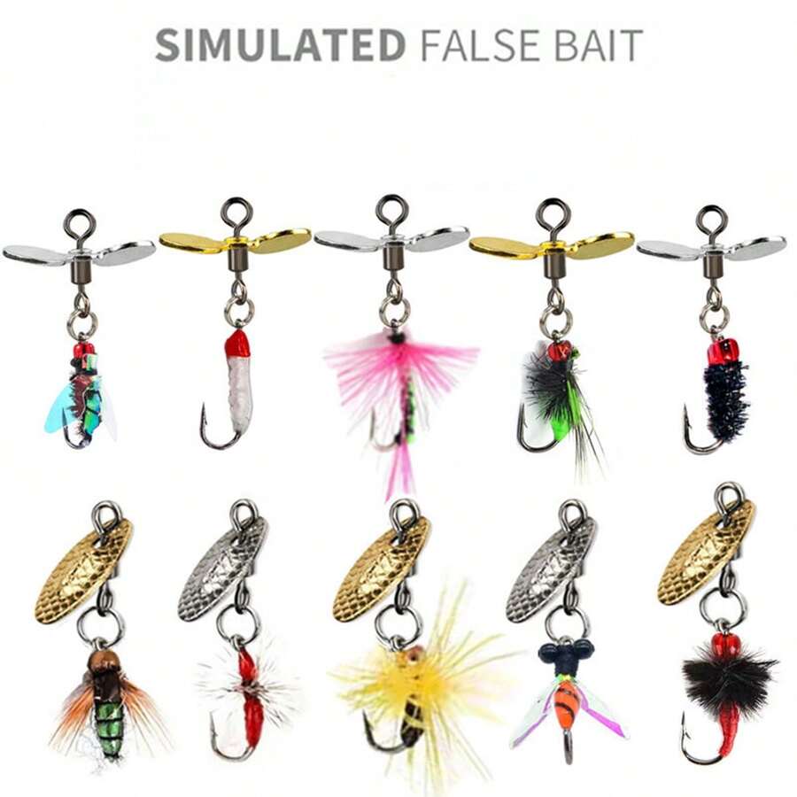 For Bass And Trout  Fishing Lures With Spinning Blades, Bionic Fly Fishing Lures With Hooks - Multicolor - View 1