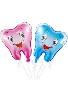 1 pieza, 2 piezas Globo de aluminio con modelado de dientes sonrientes, tema dental de salud, globo de decoración para fiesta y hogar - Multicolor - Ver 3