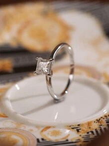 1 Carat Moissanite Promise Ring S925 Sterling Bạc Cưới, Trang Sức Thích Hợp Cho Nữ Trang Trí Buổi Tối - Nhẫn bạch kim công chúa 1ct - Xem 2