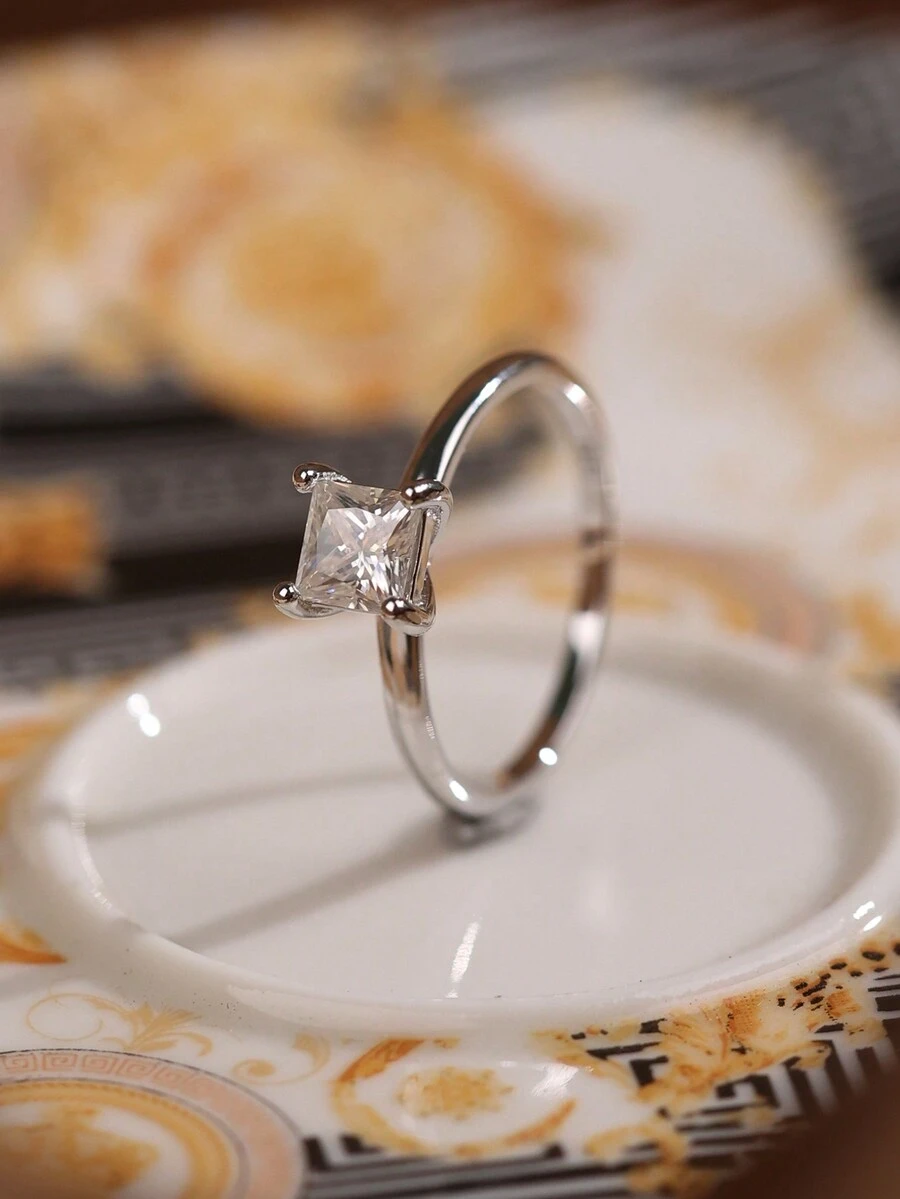 1 Carat Moissanite Promise Ring S925 Sterling Bạc Cưới, Trang Sức Thích Hợp Cho Nữ Trang Trí Buổi Tối