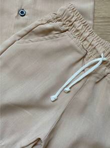 Children's Set For Boys Comfortable Shirt And Shorts In Viscolinho - Beige - View 5
