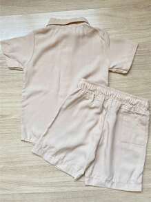 Children's Set For Boys Comfortable Shirt And Shorts In Viscolinho - Beige - View 2