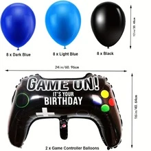 Video Game Controller Themed Birthday Party Decoration Set, Including 1-15 Number Balloons And Pennant Banners - Multicolor - View 2