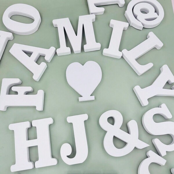 1pc Free Standing English Alphabet Letter Decor, White Decorative Craft Letter, DIY Alphabet Name Design Standalone Letter Decoration, Suitable For Home Office Decor, Wedding Engagement Celebration, Party Supplies Best Gifts Birthday