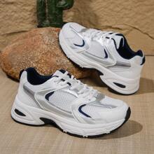 Women's Comfortable Mesh Contrast Chunky Sneakers, Thick Sole Casual Running Shoes