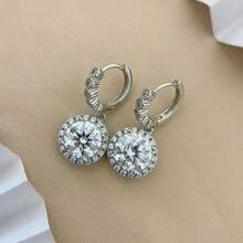 1 Đôi 1CT D Màu VVS1 Bông Tai Kim Cương Moissanite Nguyên Bản 100% Bạc 925 Bông Tai Thả Cô Dâu Trang Sức Dành Cho Phụ Nữ Có Giấy Chứng Nhận GRA - Bạc - Xem 6