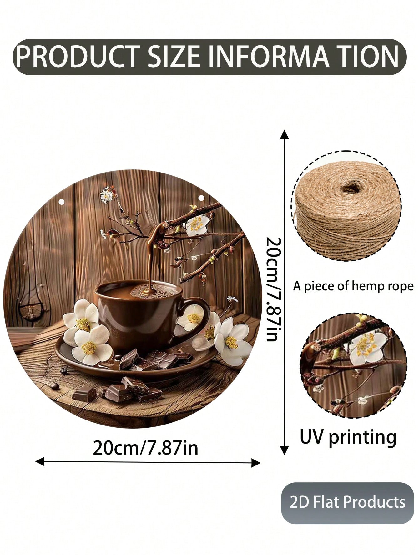 قطعة خشبية فنية للزخرفة - كوب قهوة وشوكولاتة بتصمي...