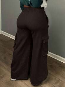 Plus Size Loose Casual Sweatpants, Versatile For Daily Commute, Outdoor, Sports, Graduation Season, Back To School, All Seasons - Brown - View 2