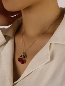 1 Vòng Cổ Mặt Dây Chuyền Hợp Kim Anh Đào Đơn Giản Thời Trang Lá Xanh Lá Anh Đào Đỏ Vòng Cổ Nữ Cao Cấp Sense Trăm Garnet Niche Carnelian Chelsea Xương đòn chuỗi Thích Hợp Cho Tiệc Du Lịch Đi Làm Hàng Ngày Quà Tặng Quà Tặng - Đỏ - Xem 1