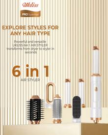 Air Wrap 6-In-1 Electric Hair Brush, 60,000 RPM Hot Air Brush, 1000 W Hair Dryer, Multifunctional Styler - View 4