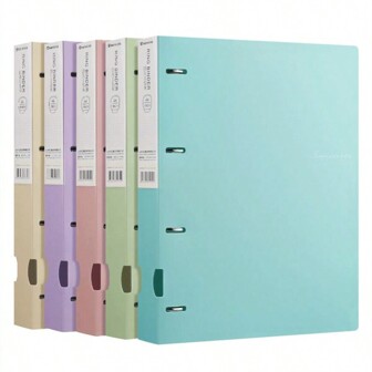 1pc A4 4-Ring Loose Leaf Binder Document Folder, Office Supply Back To School,Back To School,School Supplies