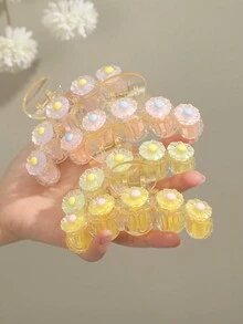 1pc Daisy Flower Hair Claw Clip, Suitable For Daily Wear - Pink - View 2