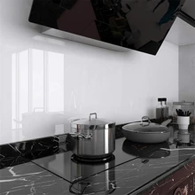 1 Roll Of Glossy Pattern Wallpaper Is Peeled Off And Pasted With Waterproof And Oil-Proof Wall Stickers, Suitable For Kitchen Cabinets, Furniture, Home Decoration 15.7 Inches X 196.85 Inch Imitation Marble Wall Stickers - White - View 3