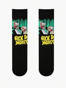 1 双儿童袜子，卡通字母图案，男女通用男孩女孩日常休闲透气柔软中筒袜，适合日常生活 - 彩色 - 查看 2