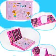 208pcs/Set Children Student Drawing Tool Combination Set, Wax Crayon & Watercolor Pen Washable (Pattern Accessories & Colors Random), Beginner Painting Set, Christmas Gift For Kids,Back To School