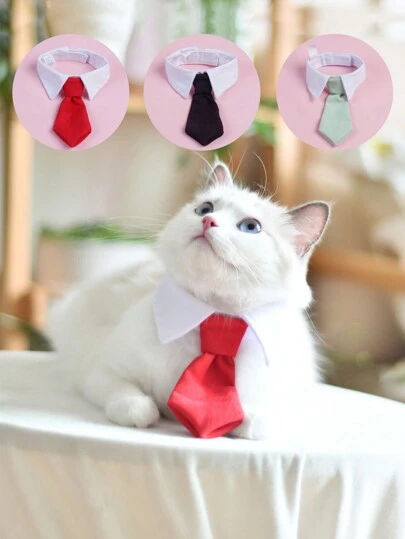 ABLAZE ZAI 1pc Adjustable Formal Pet Necktie, Fabric Material, Suitable For Cats And Dogs, Seasonal