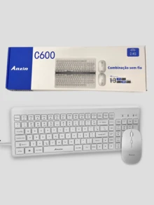 C600 Wireless Keyboard And Mouse Kit - Ergonomics, Comfortable Design, High Performance, Stable Connection, Ideal For Games And Office - trắng - Xem 3