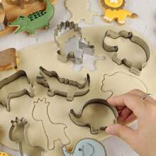 12pcs Animal Shaped Cookie Cutters, Stainless Steel Cookie Cutter Set, Giraffe, Elephant, Koala, Crocodile, Lion, Flamingo Shaped Cutters For Baking Fondant Cookies And Cake Decorating - Silver - View 5