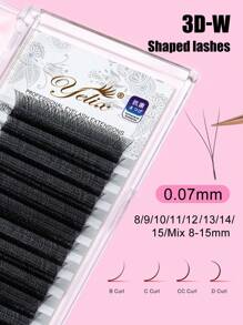Yelix 12 排 3D W 形睫毛手工编织预制扇形睫毛延长柔软自然优质 0.07 毫米厚度 B/C/CC/D 卷曲睫毛睫毛簇、睫毛簇、单根睫毛、睫毛、假睫毛