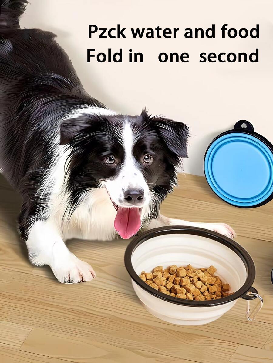 便携式户外宠物折叠碗狗食碗伸缩饮水碗猫狗用塑料狗食具旅行狗狗食盆 - 彩色 - 查看 1