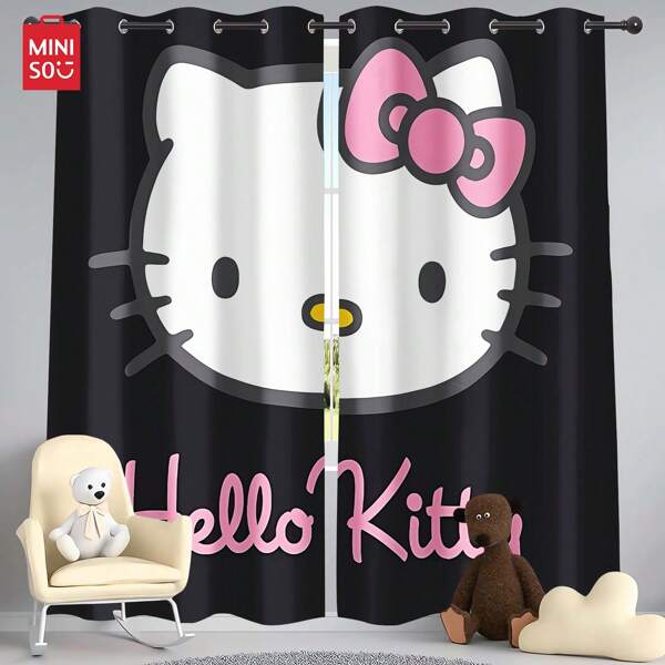 Sanrio 2 PIEZAS Cortinas opacas para interiores y exteriores, cortinas oscurecedoras de habitación, térmicamente aisladas para dormitorio, sala de estar y balcón, fáciles de colgar, estilo moderno de poliéster