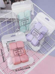 Square Shape Finger Puff, 6Pcs Mini Makeup Puff, Suitable For Foundation, Concealer, Eye Shadow, Beauty Makeup Tools - Multicolor - View 2