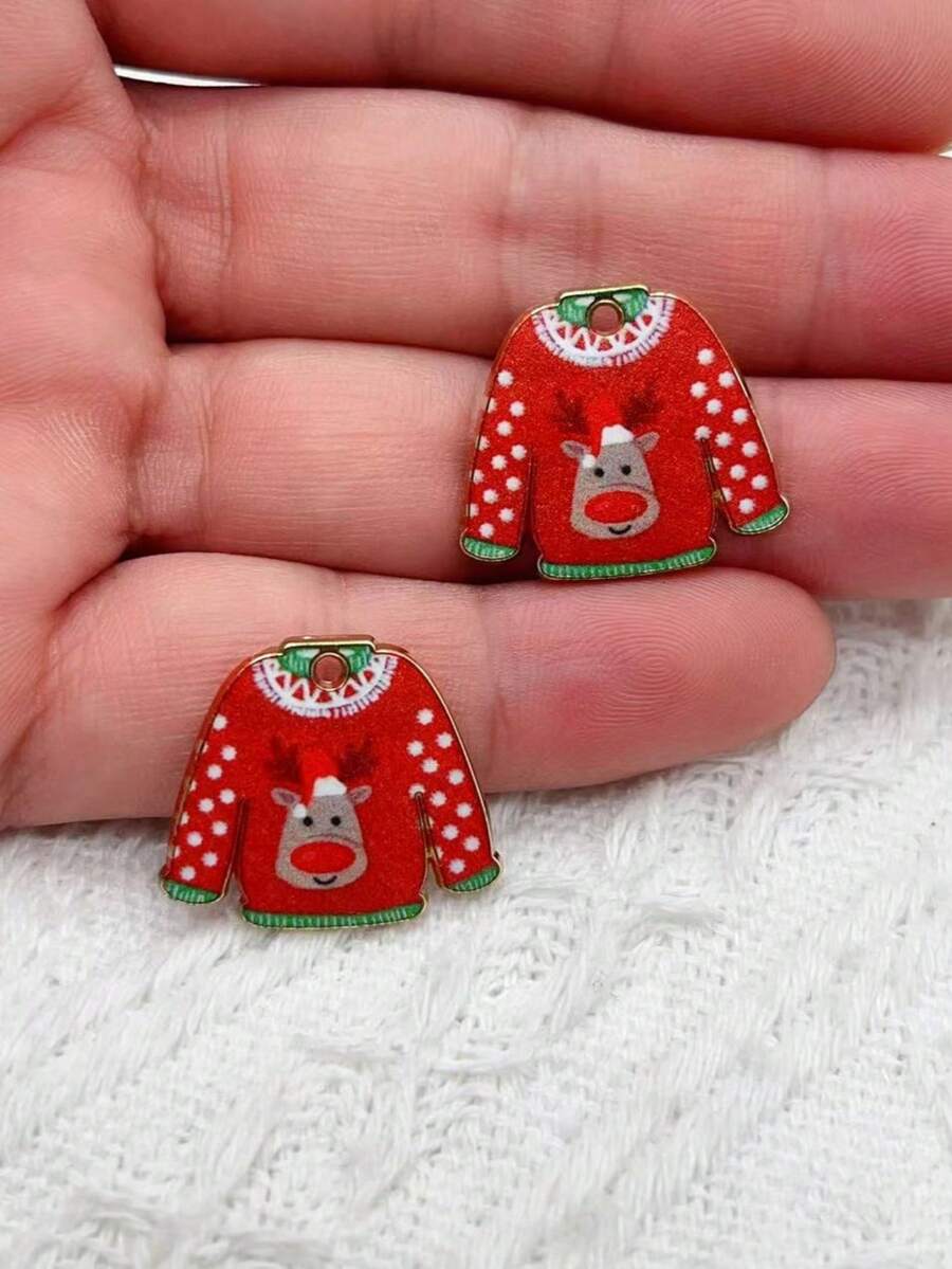 10pcs Alloy Christmas Sweaters Jackets Earrings Charming Funny Cute