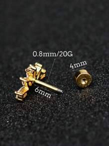 1件装不锈钢迷你扁平螺丝耳钉，女士迷你耳软骨水晶锆石耳钉，身体饰品