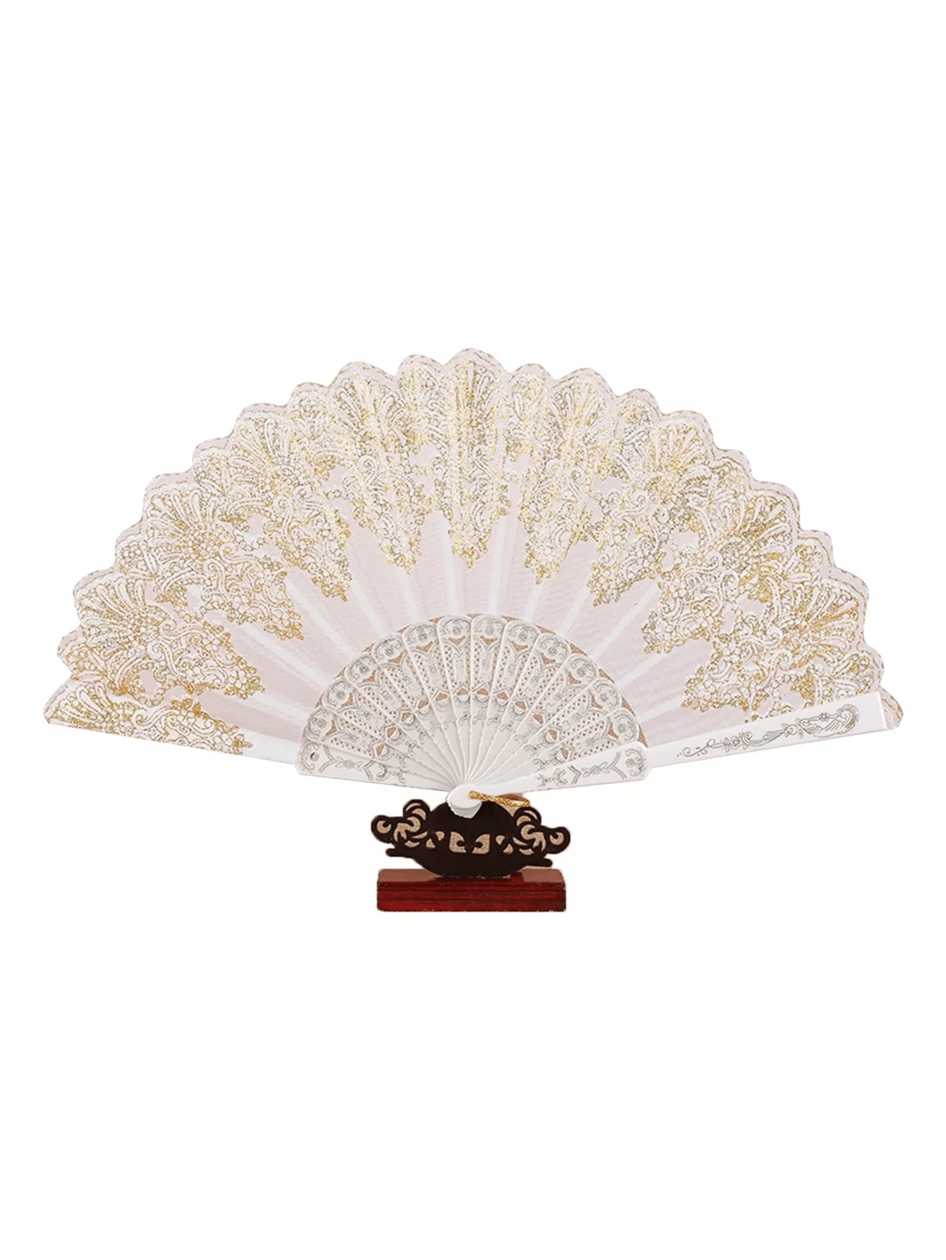 12 Uds. Abanico de mano elegante recuerdos económicos al por mayor, recuerdos de fiesta de boda de abanico español - Blanco - Ver 1
