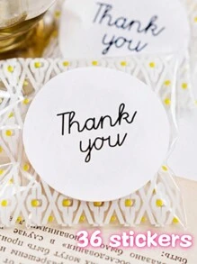 36pcs/48pcs/72pcs "Thank You" Square/Round Shape Simple Instagrams Gift Stickers, Decoration Stickers, Thank You Labels, Dessert Stickers Valentine Day
