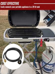 6 Feet Propane Adapter Hose, 1lb To 20lb Adapter Converts 1lb Appliances To 5-40lb Tanks, Gas Hose For Weber Q, Coleman Grill, Buddy Heaters And More