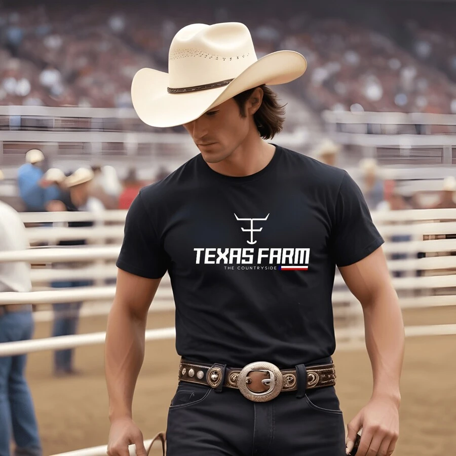 TexasFarm Men's T-Shirt Country Fashion Rodeo Pawn - màu đen - Xem 1
